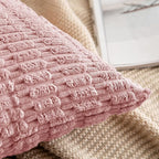 MIULEE Pack of 2 Corduroy Decorative Throw Pillow Covers 16x16 Inch Soft Boho Striped Pillow Covers Modern Farmhouse Home Decor for Sofa Living Room Couch Bed Blush Pink Spring Valentine Decor