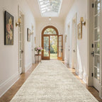 4x10 Wide Hallway Runner Rug: Washable Soft Rug Runners for Living Room Bedroom Ktichen, Stain Resistant Low Pile Area Rugs Non Slip Floor Carpet (Beige, 4x10)