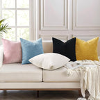 decorUhome Chenille Grey Blue Spring Throw Pillow Covers 12x20 Inch Set of 2, Decorative Soft Couch Pillow Covers Solid Dyed Accent Farmhouse Neutral Rectangle Pillow Cases for Sofa