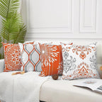 Coliuso Decorative Throw Pillow Covers 20x20 inch Set of 4,Orange and White Modern Simple Square Pillow Case Cushion Cover for Sofa Couch Farmhouse Outdoor Living Room
