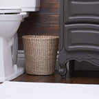 Household Essentials Handwoven Cattail Wicker Waste Basket, Natural