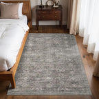 4x6 Rug for Living Room Bedroom, Grey Washable Throw Rugs, Vintage Retro Boho Area Rugs, Non Slip & Low Pile Accent Carpet for Indoor Dining Room, Kids Room and Office(Taupe/Grey 4x6ft)