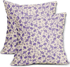 Purple Floral Pillow Covers 20x20 Set of 2 Vintage Rustic Old Style Cute Small Flower Purple Cream Print Decorative Outdoor Pillowcases Farmhouse Throw Cushion Case Decor for Couch Sofa Bed