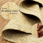 Heavy Material Hand Braided Jute Rug 5x10 Kilim Runner Natural Jute Beige Multi Hand Woven Rug Flatweave Runner Indoor Outdoor Rugs for Bedside Corridor Kitchen Balcony