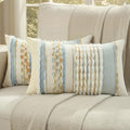 FUTEI Blue Light Green Yellow Accent Throw Pillow Covers Set of 2, 12x20 Inch Plush Tufted Striped Textured Decorative Pillow Cases for Farmhouse Boho Couch Decor