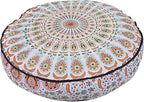 35" Pink Brown Mandala Floor Pillow Cushion Seating Throw Cover Hippie Decorative Bohemian Ottoman Poufs Pom Pom Pillow Cases Boho Indian Pet Dog Bed Cover