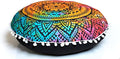 Round Mandala Floor Pillow Cover Seating Cushion Throw Cover Hippie Decorative Bohemian Ottoman Pouf Cover, Pom Pom Pillow Cases,Boho Indian 22 Inches (Multi Flower)