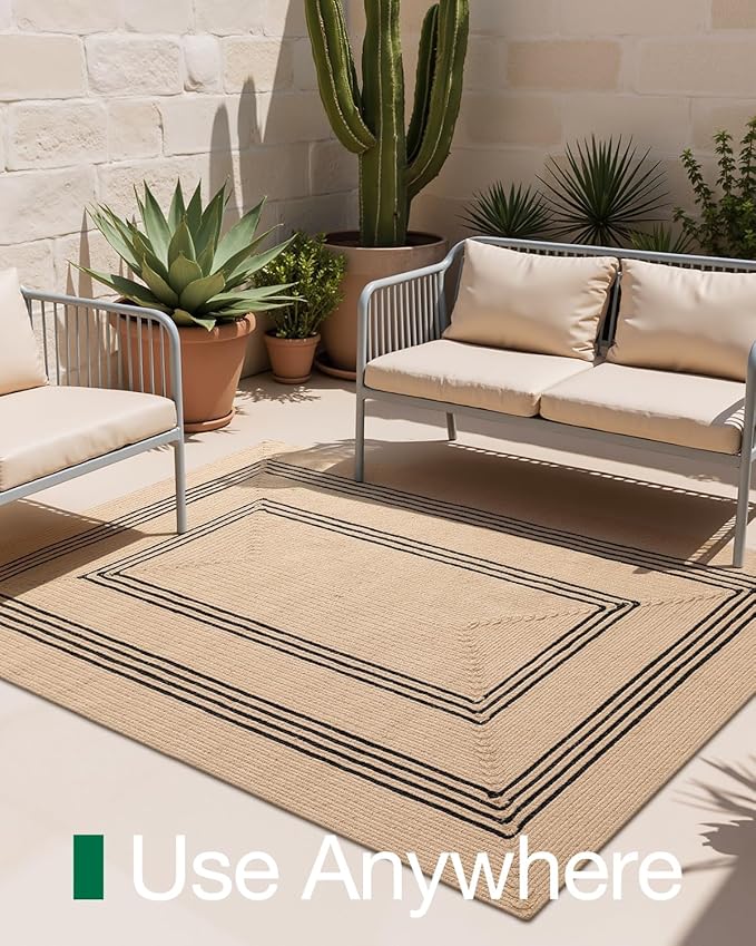 LUMI 5x8 Jute Area Rug for Living Room, Natural Braided Woven Rugs Non Slip, Neutral Carpets No Shedding, Durable for High Traffic, Dining Room, Indoor, Outdoor, Patio