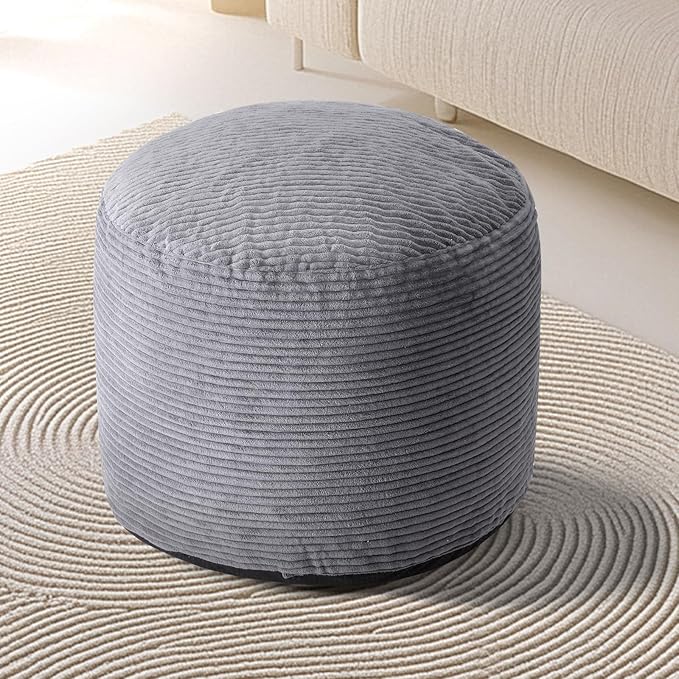 Dual-Size Corduroy Ottoman with Hidden Zipper – Ergonomic Memory Foam Footrest Poufs for Office Desks, Couches & Delicate Floors,Dark Gray 26"x 18"