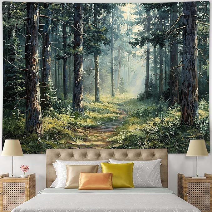 MCKTOM Forest Tapestry Home Decor Nature Landscape Tapestry Magic Tree Woodland Scenery Tapestries Wall Hanging for Bedroom Living Room Aesthetic Decoration 60 x 40 Inch