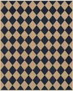 Lahome Colette Checkered Easy Jute Area Rug 8x10, Large Living Room Patio Rug Checkerboard Indoor Outdoor Carpet, Farmhouse Geometric Non Slip Black Carpet for Backyard Dining Room