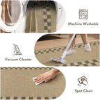 LIVEBOX Easy Jute Checkered Outdoor 5x7 Rug for Living Room, Scalloped Washable Rugs for Bedroom, Indoor Outdoor Non-Slip Rug Tan Farmhouse Dining Room Mat Modern Carpet Area Rug for Patio Office