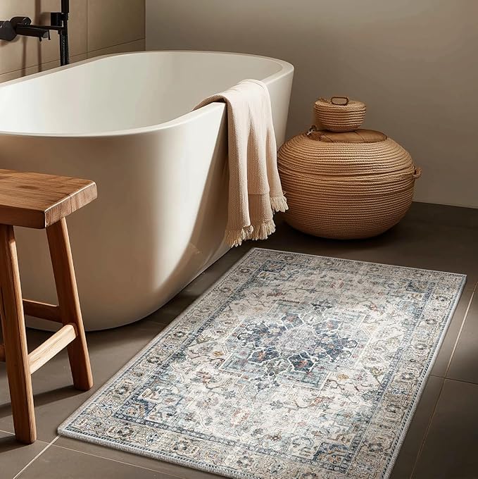 Machine Washable Throw Rugs for Entryway: Door Mat Indoor Entrance 2x3 Small Rug Stain Resistant Non-Slip Low Pile Soft Carpet for Kitchen Front Door Indoor Entry Bathroom Bedroom