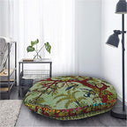 35 X 35 inch Large Mandala Floor Pillow Cushion Seating Throw Cover Hippie Decorative Bohemian Ottoman Poufs, Multi Pom Pom Pillow Cases,Boho Indian Pet Dog Bed Cover (Green T.L)