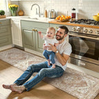 KIMODE Anti Fatigue Kitchen Mats Cushioned, Boho Oriental Kitchen Runner Rug 20"x71", Non Slip Waterproof Kitchen Mat for Floor, Comfort Foam Standing Desk Mat for Laundry Office Sink Khaki