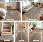 Tangsoo Rainbow Easy Jute Rug 2.6x10 Washable Runner Rug for Hallways,Non-Slip Thin Black Outdoor Rug,Modern Farmhouse Carpet for Porch Laundry Bedroom Living Room Entryway