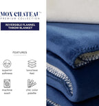 Mon Chateau 60" x 70" Fireside Mélange Throw Blanket, Contrast Stitching Soft Blanket for Queen-Size Bed, Couch, or Sofa, Cozy Home Decor and Stylish Living Room Comfort, Sapphire Veil
