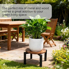 Plant Stand Indoor, Heavy Duty Sturdy Metal Plant Holder, Wooden plant Stool, Single Plant Pot Stand Low Short Planter Stand Fit 5-12 Inch Pot