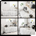 Chenille Couch Cover Pet Friendly, Sofa Cover Washable, Reversible Sofa Slipcover for Sectional Sofa, Loveseat, 2 or 3 Cushion Couch, Corner Sofa, Futon Cover (71" X 118", White)