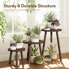 Uneedem Plant Stand Indoor - 3-Pack Taller Single Wood Plant Stand for 6-12 Inch Pots, Mid-Century Modern Plants Stool for Large Plants, Small Round Wooden Planter Table for Living Room, Balcony