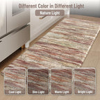 KIMODE Anti Fatigue Kitchen Mats, Farmhouse Kitchen Rugs Sets of 2, Non Slip Kitchen Mats for Floor, Cushioned Kitchen Floor Mats for Sink Laundry Office Desk Red Brown 17"x47"+17"x29"