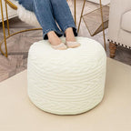 Round Pouf Ottoman 20 x 20 x 14 Inches Boho Poof Home Decor Floor Pouffe Ottoman Foot Rest for Couch Sofa Bean Bag Chairs Living Room Bedroom Cream White