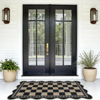 Checkered Easy Jute 3x5 Outdoor Patio Rug, Washable Rugs for Entryway Indoor Outdoor Area Rug Black Kitchen Rugs, Non-Slip Farmhouse Neutral Rug for Balcony Backyard
