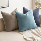 MIULEE Pack of 2 Blue Gray Decorative Pillow Covers 20x20 Inch Soft Chenille Couch Spring Throw Pillows Farmhouse Cushion Covers for Home Decor Sofa Bedroom Living Room