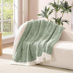 WRENSONGE Throw Blanket Cationic Dyeing Green Soft Cozy Fluffy Warm Hand Made Weave Throw Blankets for Couch, Sofa, Chair, Bed, Camping, Picnic, Travel Lightweight Bed Blanket - 60"x80"