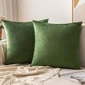 MIULEE 24x24 Inch Euro Sham Pillow Covers, Set of 2 Large Square Spring Decorative Pillows -Moss Green Super Soft for King Bed, Sofa, Couch, Accent Chairs with Hidden Zipper