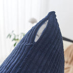 Home Brilliant Throw Pillow Covers 12x20 Decorative Plush Striped Velvet Corduroy Oblong Rectangular Accent Cushion Cover, 12 x 20 inch, Navy Blue