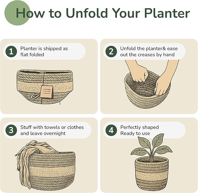 Jute Planter Basket-Woven Jute Rope Covers for Decorating Indoor/Outdoor Succulents, Small Plant Pots-Set of 2-Multi-Purpose Storage Bins 6.5 Inches - Modern Style Décor - Gray & White