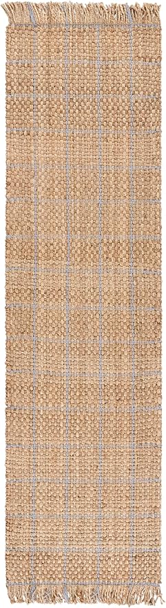 SAFAVIEH Natural Fiber Collection Area Rug - 2'3" x 8' Runner, Natural & Grey, Handmade Jute, Ideal for Living Room, Hallway, Foyer, Entryway, Bedroom (NF602F)