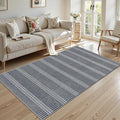 LIVEBOX Easy Jute Indoor Outdoor Rug 3x5 Front Porch, Washable Outdoor Rugs for Entryway, Gray Striped Geometric Rug for Living Room, Non Slip Carpet Door Mat for Front Door, Patio, Kitchen, Bedroom