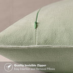 MIULEE Decorative Linen Euro Sham Pillow Covers 24x24 Light Green Boho Farmhouse Neutral Spring Couch Throw Pillows for Bed Pack of 2 Accent Modern Pillowcase Summer Sofa Livingroom Home Decor