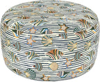 LVTXIII Indoor/Outdoor Extra Large Inflatable Ottoman Pouf D31 x H14 Inch, Round Footstool with Handle, Weather-Resistant Portable Furniture for Patio, Camping, Beach, Cabana Shells