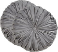 SARO LIFESTYLE Round Velvet Pintucked Poly Filled Throw Pillow (Set of 2)