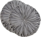 SARO LIFESTYLE Round Velvet Pintucked Poly Filled Throw Pillow (Set of 2)