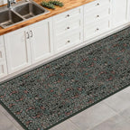 Washable 2'6" x 8' Runners for Hallways, Non Slip Long Floor Runner for Kitchen, Entryway Indoor, Stain Resistant Rubber Backing Floral Décor Rug (Dark Green)