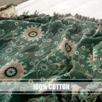 Boho Throw Blanket for Bed 100% Cotton Ultra Soft Rustic Quilt Spring Blanket Floral Printed Farmhouse Decor Bed Blankets,60"x80" All Season Rustic Throw for Sofa Couch Chair