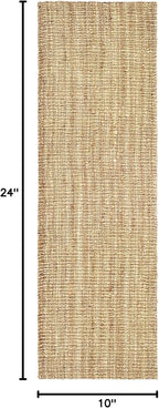 SAFAVIEH Natural Fiber Collection Runner Rug - 2' x 12', Natural Brown, Handmade Jute, Farmhouse Style, Chunky Textured Thick Pile (NF447A)