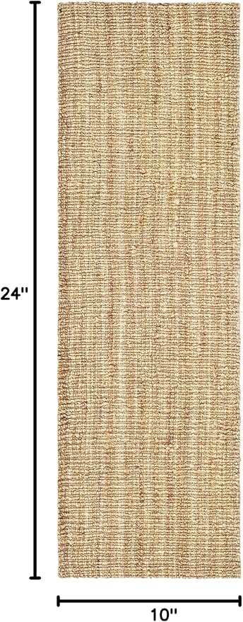 SAFAVIEH Natural Fiber Collection Runner Rug - 2' x 12', Natural Brown, Handmade Jute, Farmhouse Style, Chunky Textured Thick Pile (NF447A)