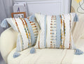 Boho Throw Pillow Covers 16x16 Aesthetic Neutral Boucle Couch Pillow Cover Rainbow Striped Decorative Accent Pillow Case for Couch Bed Sofa Farmhouse Bedroom,Modern Funky,Set of 2 Light Blue