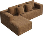 WLIVE 108'' Cloud Sectional Couches for Living Room, Modular Boneless Couch with Right Facing Chaise, L Shape Memory Foam Corduroy, with Cushion, Brown