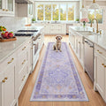 Area Rugs 2'x8' Runner Rug Non Slip Washable for Kitchen Hallway Bedroom Beside Laundry Room Bathroom Rug, Floor Carpet, Light Purple Brown