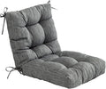 QILLOWAY Outdoor Seat/Back Chair Cushion Tufted Pillow, Spring/Summer Seasonal Replacement Cushions. (Charcoal Grey/Black)
