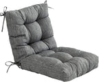 QILLOWAY Outdoor Seat/Back Chair Cushion Tufted Pillow, Spring/Summer Seasonal Replacement Cushions. (Charcoal Grey/Black)