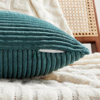 Fancy Homi 2 Packs Teal Decorative Throw Pillow Covers 18x18 Inch for Living Room Couch Bed Sofa, Rustic Farmhouse Boho Home Decor, Soft Corss Corduroy Patchwork Textured Square Cushion Case 45x45 cm