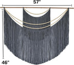 Jakalin Macrame Wall Decir Large Grey Fiber Yarn Wall Art Handmade Craftsmanship Boho Wall Decor Home Room Wall Decor,57" W x 46" L