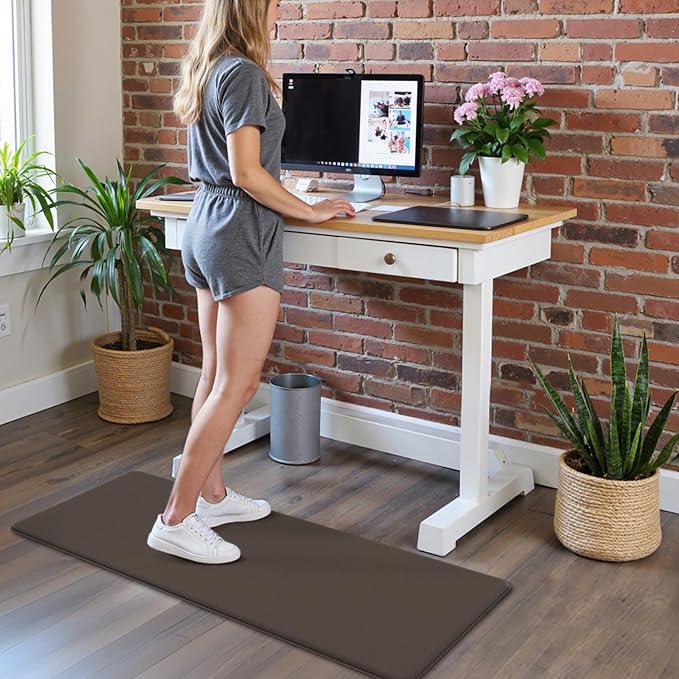 GENIMO Kitchen Mats for Floor 2PCs, Washable Anti Fatigue Mat for Cushioned, 17.3"x47"+17.3"x30", Waterproof Kitchen Rugs, Non Slip Comfort Standing Mat Rug for Home, Sink, Laundry, Chocolate